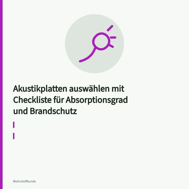 Gelochte Akustikplatte aus Mineralfaser als Wandabsorber montiert. Akustikplatten auswählen mit Checkliste für Absorptionsgrad und Brandschutz