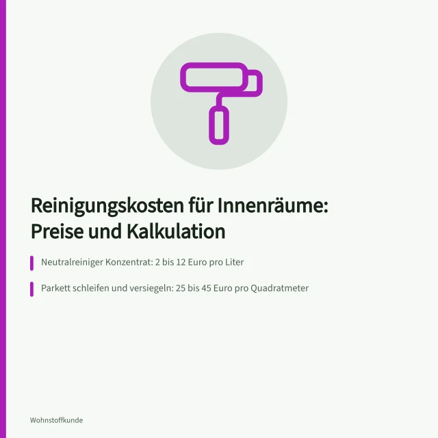 Kostenübersicht für Reinigungsmittel und Bodenaufbereitung in Innenräumen. Oberflächenpflege Kosten: Preise für Reinigungsmittel und professionelle Aufbereitung